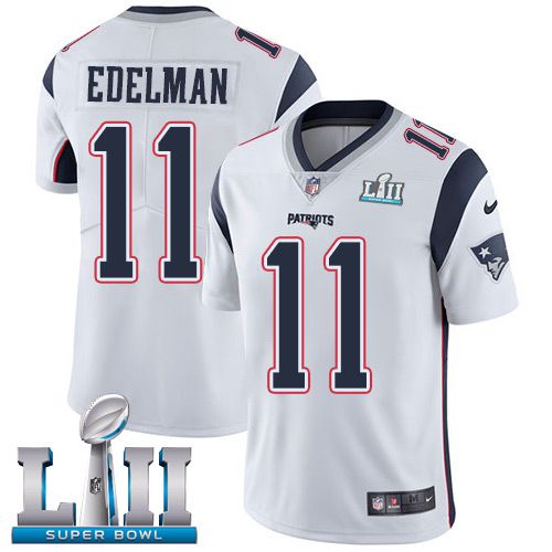 Men New England Patriots #11 Edelman White Limited 2018 Super Bowl NFL Jerseys->->NFL Jersey